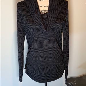 Notations Long Sleeve Cowl neck Sweater, Black Grey